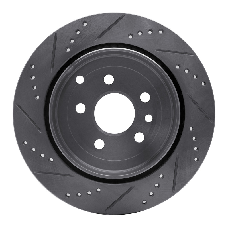 Land Rover LR2 Brake Rotor (1) - Rear Right - R1 Concepts - Drilled & Slotted - Silver - `08-`12